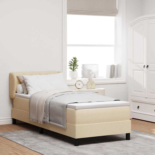 vidaXL Boxspringbett mit Matratze mit Kopfteil Creme 80 x 200 cm Stoff