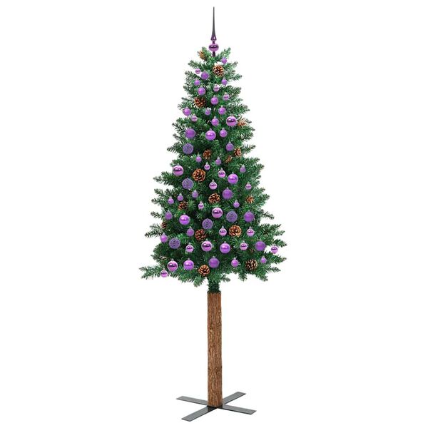 vidaXL Schlanker Weihnachtsbaum mit 300 LEDs mit St&auml;nder Gr&uuml;n 210 cm