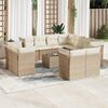 vidaXL 12-tlg. Garten-Sofagarnitur mit Kissen Beige Poly Rattan