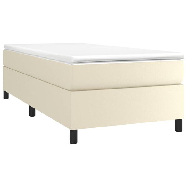 vidaXL Boxspringbett mit Matratze Creme 100x200 cm Kunstleder