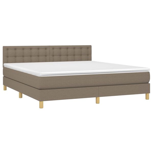 vidaXL Boxspringbett mit Matratze & LED Taupe 160x200 cm Stoff