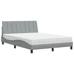 vidaXL Bett mit Matratze "Hanko" Hellgrau 120x200 cm Stoff