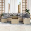 vidaXL Garten-Sofa-Set mit Kissen 9 pcs Beige Poly Rattan