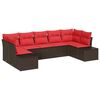 vidaXL Gartensofa-set 7 stk. 7-Sitzanzahl Braun und Rot Poly Rattan