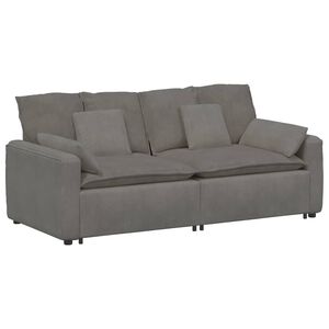 vidaXL Modulares Sofa mit Kissen Hellgrau