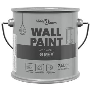 vidaXL Wandfarbe Grau 2,5 L Wanddruck