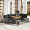 vidaXL Gartensofa-set mit Kissen 9 pcs Grau Poly-Rattan