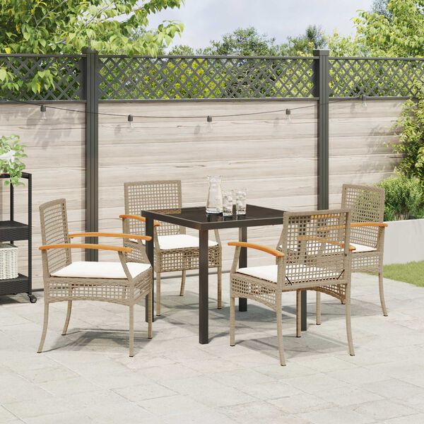 vidaXL Garten Essgruppe 5 pcs Beige Poly-Rattan