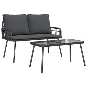 vidaXL Garten Essgruppe 2 stk. Schwarz Poly-Rattan