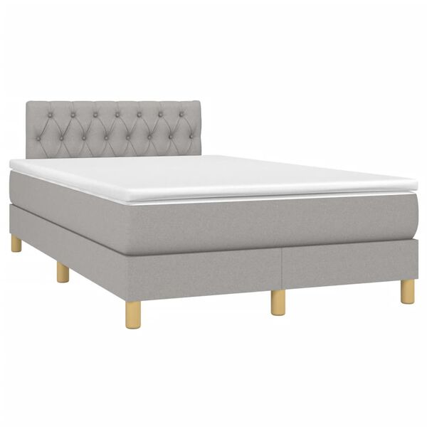 vidaXL Boxspringbett mit Matratze Hellgrau 120x190 cm Stoff
