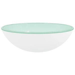 vidaXL Waschbecken Hartglas 42x14 cm Wei&szlig;