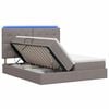 vidaXL LED-Speicherbett mit Matratze Taupe 200 x 200 cm Stoff