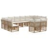 vidaXL Outdoor-Sofagarnitur 12 pcs Nat&uuml;rlich und Cremwei&szlig; Polyester
