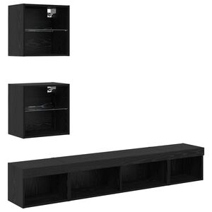 vidaXL TV Wand Einheiten mit LED 5 Stk. Schwarz Eichen-Optik