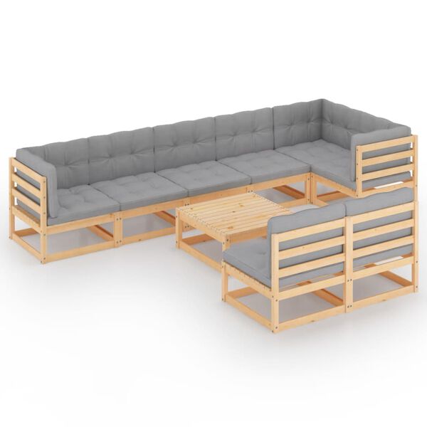 vidaXL 9-tlg. Garten-Lounge-Set mit Kissen Massivholz Kiefer