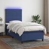 vidaXL Boxspringbett mit Matratze & LED Blau 90x200 cm Stoff