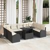 vidaXL Gartensofa-set mit Kissen 10 pcs Schwarz Poly Rattan