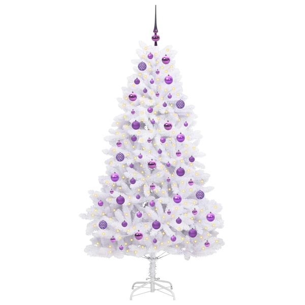 vidaXL K&uuml;nstlicher klappbarer Weihnachtsbaum Wei&szlig; 180 cm PVC und Stahl