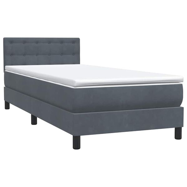 vidaXL Boxspringbett mit Matratze Dunkelgrau 90x210 cm Samt