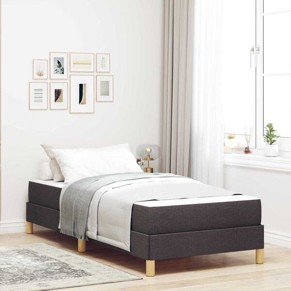vidaXL Boxspringbett mit Matratze Dunkelbraun 90 x 190 cm Stoff