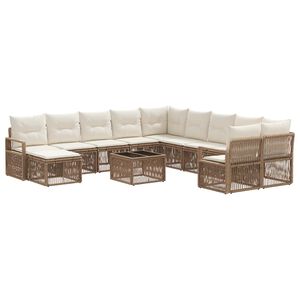 vidaXL Gartensofa-set 12 pcs Beige Poly-Rattan