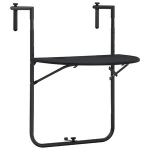 vidaXL Balkon-H&auml;ngetisch Schwarz 60x64x83,5 cm Kunststoff Rattan-Optik