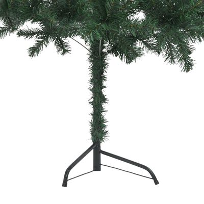 vidaXL Künstlicher Eck-Weihnachtsbaum LEDs & Kugeln Grün 180 cm PVC