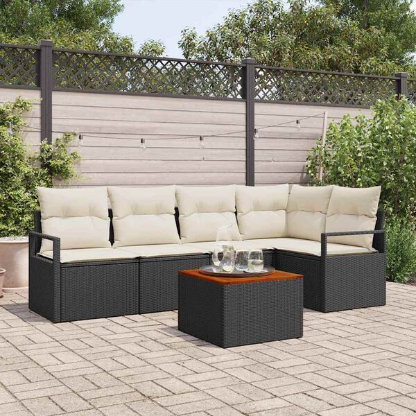 vidaXL Gartensofa-set mit Kissen 6 pcs Schwarz Poly-Rattan