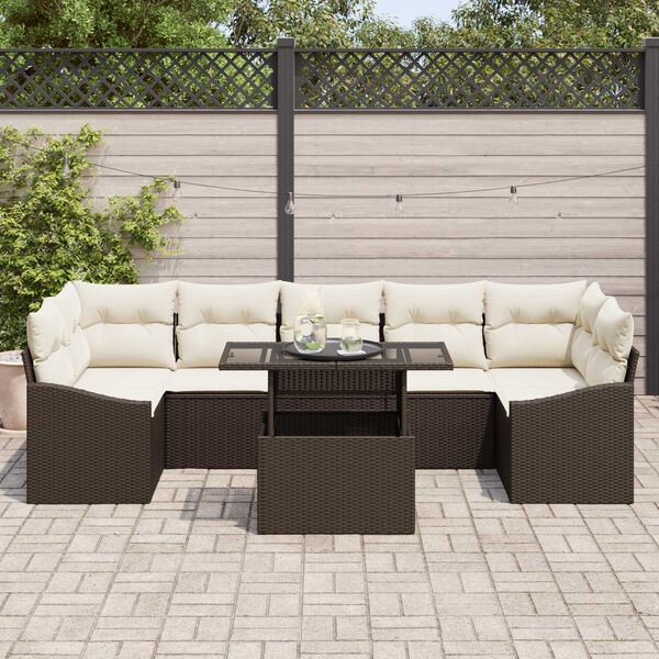 vidaXL Garten-Sofa-Set mit Speicher 8 pcs Braun Poly Rattan