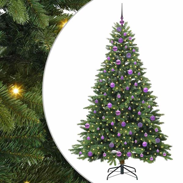 vidaXL K&uuml;nstlicher Weihnachtsbaum mit 300 LEDs Gr&uuml;n 180 cm PE und PVC