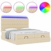 vidaXL Ottoman-Bett mit Matratzen & LEDs Creme 200x200 cm Stoff