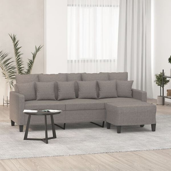 vidaXL 3-Sitzer-Sofa mit Hocker Taupe 180 cm Stoff