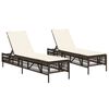 vidaXL Sonnenliegen mit Auflagen 2 Stk. Braun Poly Rattan