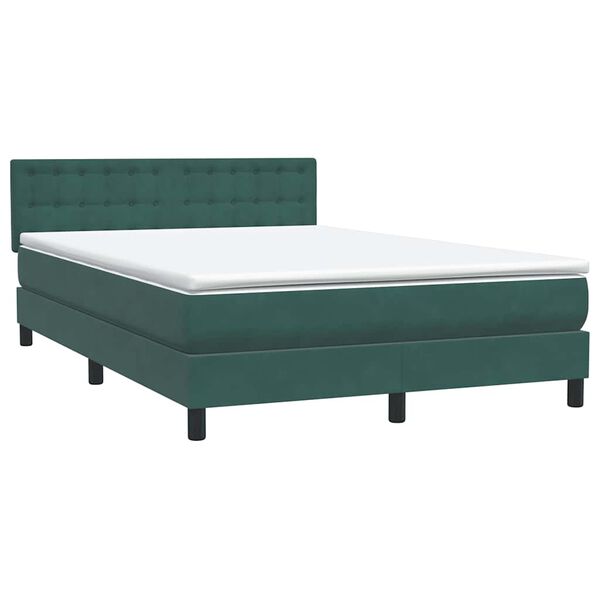 vidaXL Boxspringbett mit Matratze Dunkelgr&uuml;n 140x220 cm Samt