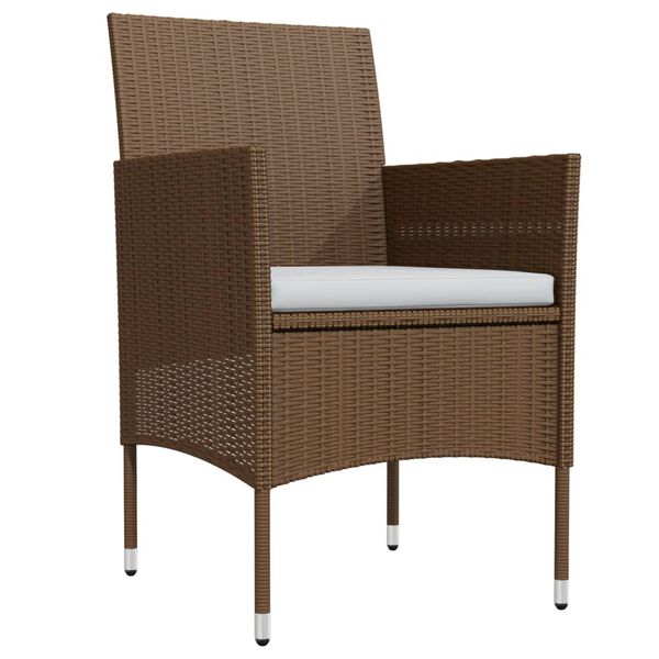 vidaXL 7-tlg. Garten-Essgruppe mit Kissen Braun und Schwarz