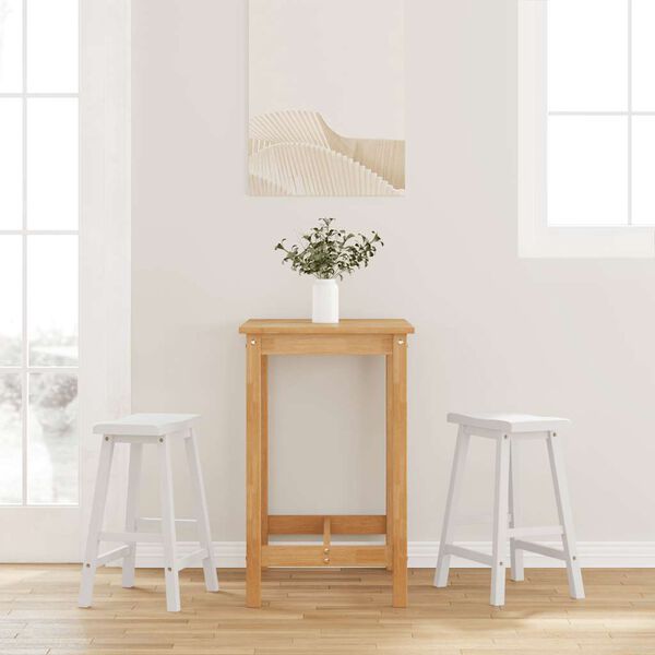 vidaXL Barhocker 2 Stk. Weiß Massivholz Gummibaum