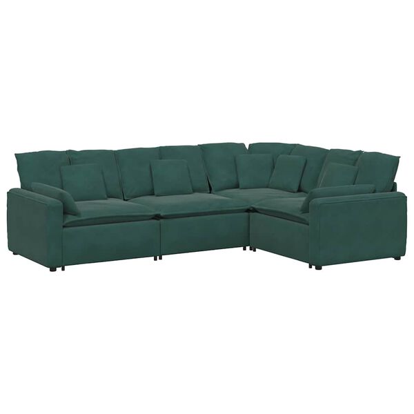 vidaXL Modulares Sofa mit Kissen Samt Dunkelgrün