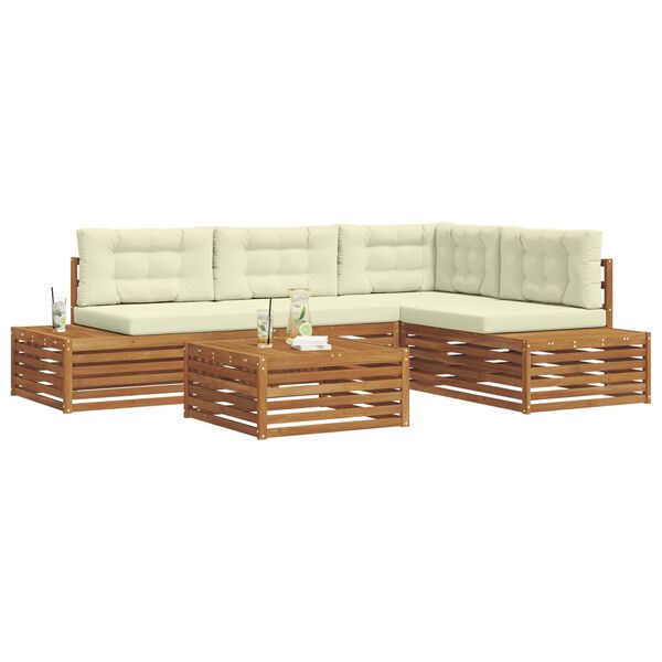 vidaXL Outdoor-Sofagarnitur mit Kissen 5 St&uuml;ck Natur und Creme