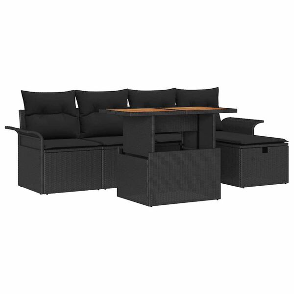 vidaXL Garten-Sofa-Set 6 pcs Schwarz Poly-Rattan