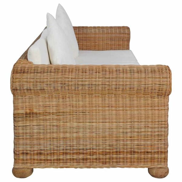 vidaXL 3-Sitzer-Sofa mit Kissen Natur Rattan