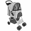vidaXL Haustier-Buggy Hund/Katze Klappbarer Reisewagen Grau