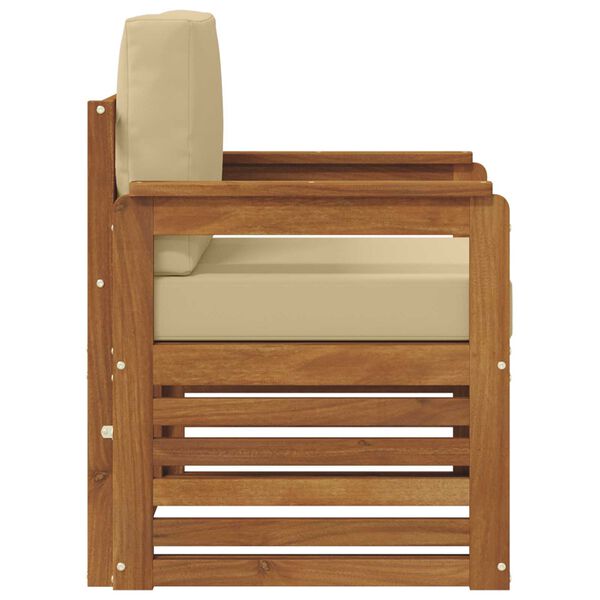 vidaXL Outdoor-Sofagarnitur Massives Akazienholz und Polyester Natur