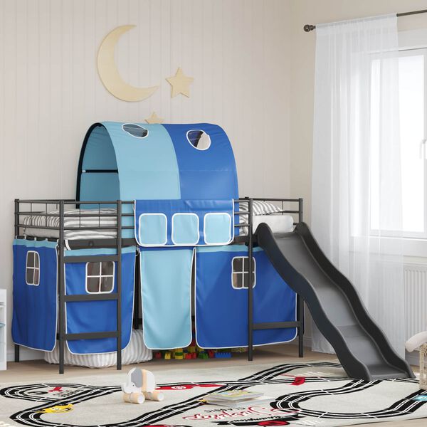 vidaXL Kinder-Etagenbett Schwarz und Blau 99,5 x 190 cm Metall