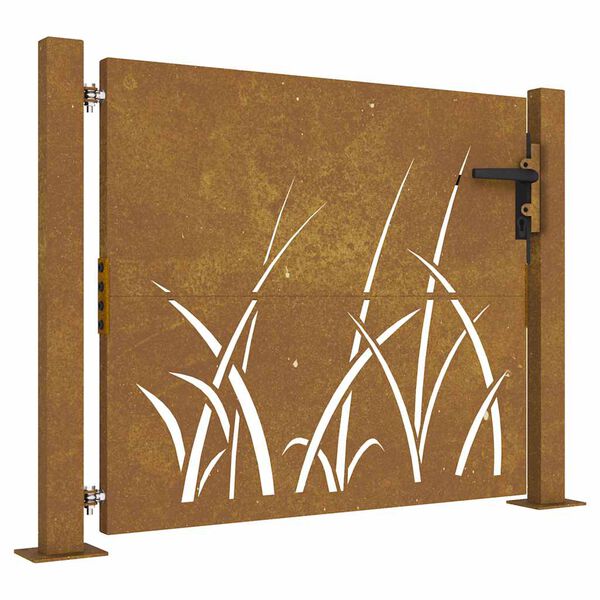 vidaXL Gartentor 100x75 cm Cortenstahl Gras-Design