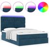 vidaXL Ottoman-Bett mit Matratzen & LEDs Dunkelblau 140x200 cm Samt