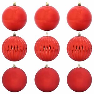 vidaXL Weihnachtsbaumkugel Set XL 9 stk. LEDs Rot &Oslash; 15 cm Kunststoff