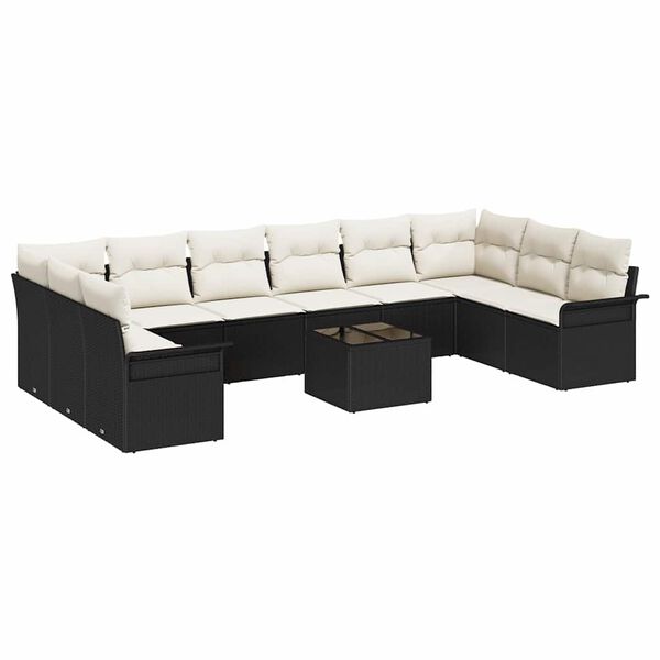 vidaXL Gartensofa-set mit Speicher 11 pcs Braun Poly-Rattan