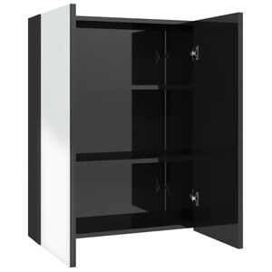 vidaXL Bad-Spiegelschrank 60x15x75 cm MDF Gl&auml;nzendes Schwarz