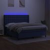 vidaXL Boxspringbett mit Matratze & LED Blau 160x200 cm Stoff