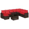 vidaXL 9-teiliges Gartensofa-Set mit Kissen, braun, Polyrattan